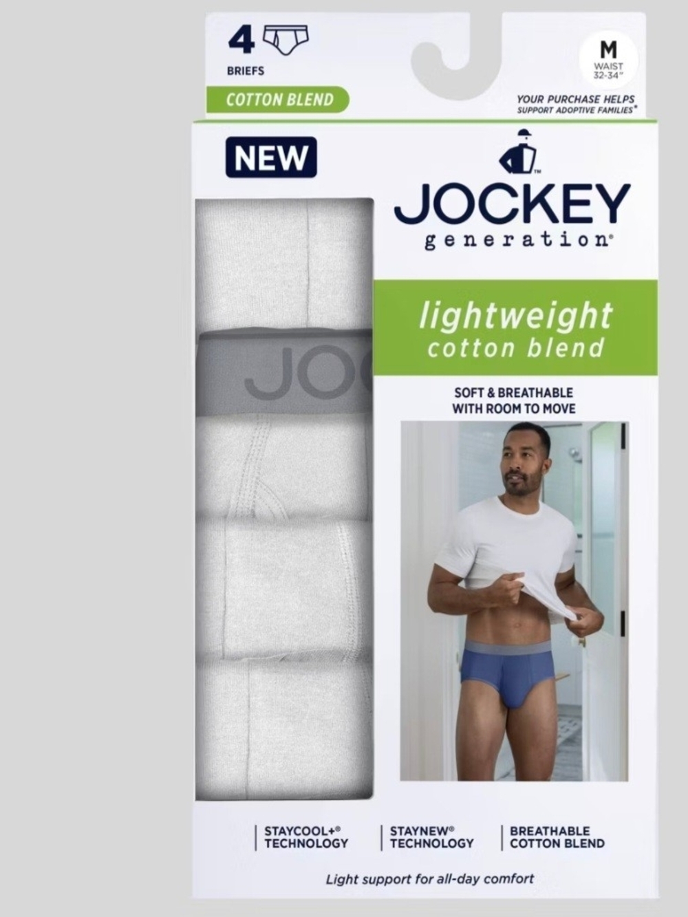 Jockey Lightweight Cotton Blend Briefs - White (4-Pack)
